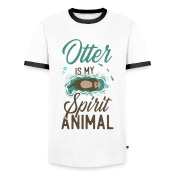 Otter Otter Is My Spirit Animal - Men's Ringer Shirt - white/black - Front - AI Model Female 172 light (172cm) & AI Model Male 178 dark (178cm)