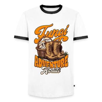 Pilzsammler Pilzzüchter Fungi Adventure Awaits - Männer Kontrast-T-Shirt - Weiß/Schwarz - Vorne - AI Model Female 172 light (172cm) & AI Model Male 178 dark (178cm)