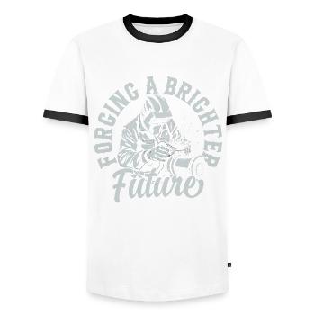 Soudeur : forger un avenir meilleur - T-shirt contrasté Homme - blanc/noir - Devant - AI Model Female 172 light (172cm) & AI Model Male 178 dark (178cm)