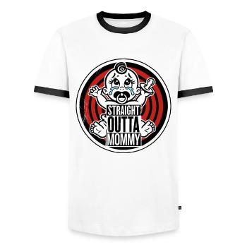 Cry Baby with Pacifier, Straight from Mom - Men's Ringer Shirt - white/black - Front - AI Model Female 172 light (172cm) & AI Model Male 178 dark (178cm)