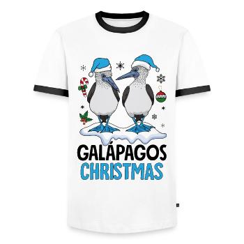 Galapagos Christmas - Men's Ringer Shirt - white/black - Front - AI Model Female 172 light (172cm) & AI Model Male 178 dark (178cm)