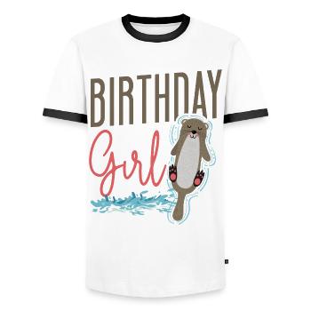 Otter Birthday Girl Birthday Girl - Men's Ringer Shirt - white/black - Front - AI Model Female 172 light (172cm) & AI Model Male 178 dark (178cm)