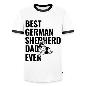 Bester Deutscher Schäferhund Vater aller Zeiten Hundeliebhaber GSD - Männer Kontrast-T-Shirt - Weiß/Schwarz - Vorne - AI Model Female 172 light (172cm) & AI Model Male 178 dark (178cm)