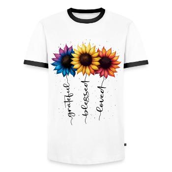 Summer Flowers Flower Inspiration Motivational Saying - Men's Ringer Shirt - white/black - Front - AI Model Female 172 light (172cm) & AI Model Male 178 dark (178cm)
