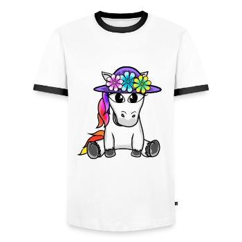 niedliches Einhorn Einhörner Pferd Pferde Kinder - Männer Kontrast-T-Shirt - Weiß/Schwarz - Vorne - AI Model Female 172 light (172cm) & AI Model Male 178 dark (178cm)