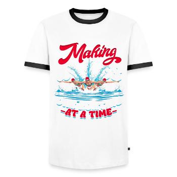 Natation synchronisée Faire des vagues Une routine - T-shirt contrasté Homme - blanc/noir - Devant - AI Model Female 172 light (172cm) & AI Model Male 178 dark (178cm)
