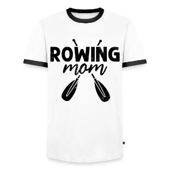 Rowing Mom Funny Rowing Coxswain Boat Race Mom - Men's Ringer Shirt - white/black - Front - AI Model Female 172 light (172cm) & AI Model Male 178 dark (178cm)
