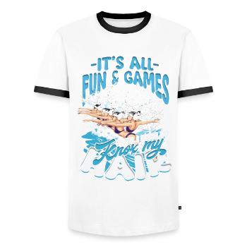 Synchronized Swimming Synchro Swimmers - Men's Ringer Shirt - white/black - Front - AI Model Female 172 light (172cm) & AI Model Male 178 dark (178cm)