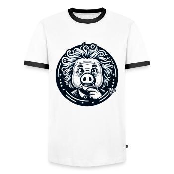 Albert Schweinstein the genius - Men's Ringer Shirt - white/black - Front - AI Model Female 172 light (172cm) & AI Model Male 178 dark (178cm)