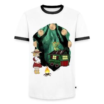 Kind Kinder Abenteuer Wald Drache Drachen mystisch - Männer Kontrast-T-Shirt - Weiß/Schwarz - Vorne - AI Model Female 172 light (172cm) & AI Model Male 178 dark (178cm)