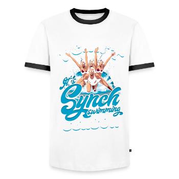 Natation synchronisée Saison de natation synchronisée - T-shirt contrasté Homme - blanc/noir - Devant - AI Model Female 172 light (172cm) & AI Model Male 178 dark (178cm)