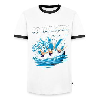Natation synchronisée Soulevez-vous même votre sœur ? - T-shirt contrasté Homme - blanc/noir - Devant - AI Model Female 172 light (172cm) & AI Model Male 178 dark (178cm)
