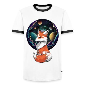 Mystic Fox Renards Renarde Planète Tout - T-shirt contrasté Homme - blanc/noir - Devant - AI Model Female 172 light (172cm) & AI Model Male 178 dark (178cm)
