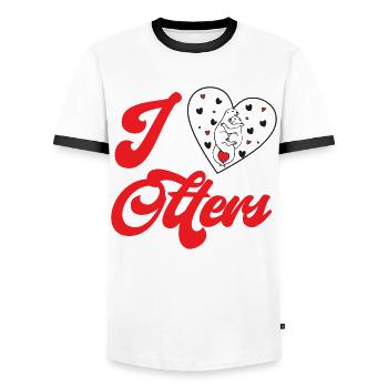 Otter Heart I Love Otters - Men's Ringer Shirt - white/black - Front - AI Model Female 172 light (172cm) & AI Model Male 178 dark (178cm)