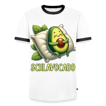 Schlavocado Pyjama Chemise de nuit avocat - T-shirt contrasté Homme - blanc/noir - Devant - AI Model Female 172 light (172cm) & AI Model Male 178 dark (178cm)