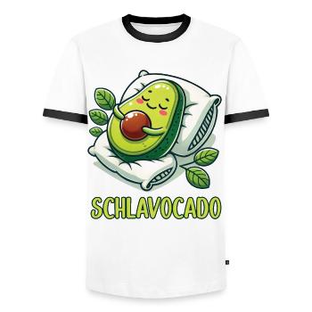Schlavocado Pyjama Chemise de nuit avocat - T-shirt contrasté Homme - blanc/noir - Devant - AI Model Female 172 light (172cm) & AI Model Male 178 dark (178cm)