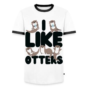 Otter I Like Otters - Männer Kontrast-T-Shirt - Weiß/Schwarz - Vorne - AI Model Female 172 light (172cm) & AI Model Male 178 dark (178cm)