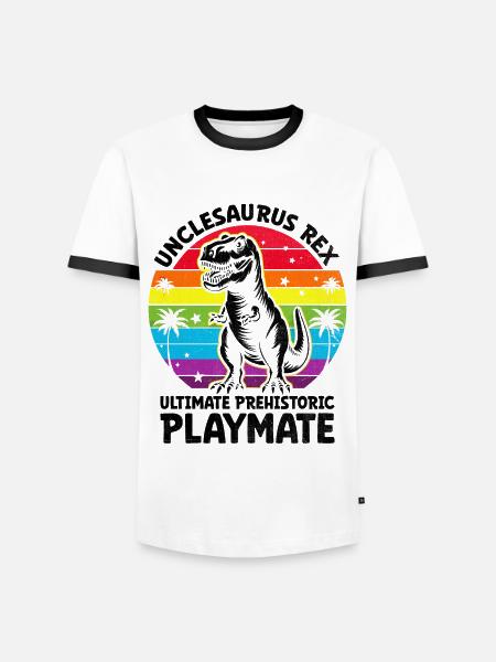 Unclesaurus Rex Ultimativ forhistorisk legekammerat Dino - Herre kontrast-T-shirt - hvid/sort