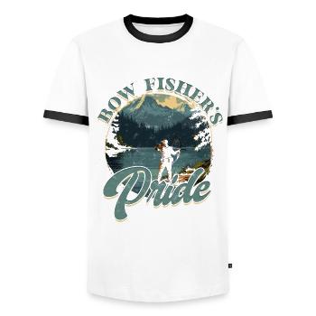 Bogenfischer Bogenfischen Bow Fishing Pride - Männer Kontrast-T-Shirt - Weiß/Schwarz - Vorne - AI Model Female 172 light (172cm) & AI Model Male 178 dark (178cm)
