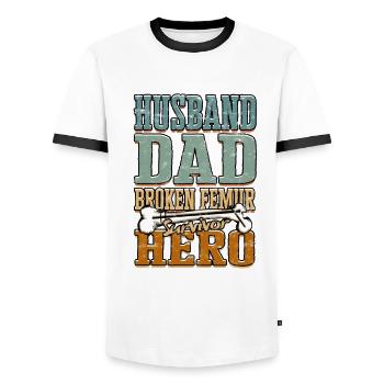 Beinbruch Gebrochener Oberschenkel Vater - Männer Kontrast-T-Shirt - Weiß/Schwarz - Vorne - AI Model Female 172 light (172cm) & AI Model Male 178 dark (178cm)