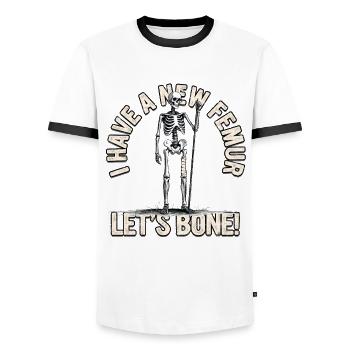 Beinbruch Gebrochener Oberschenkel - Männer Kontrast-T-Shirt - Weiß/Schwarz - Vorne - AI Model Female 172 light (172cm) & AI Model Male 178 dark (178cm)