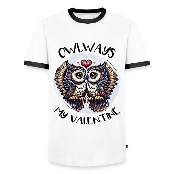 Hiboux mon hibou de la Saint-Valentin - T-shirt contrasté Homme - blanc/noir - Devant - AI Model Female 172 light (172cm) & AI Model Male 178 dark (178cm)