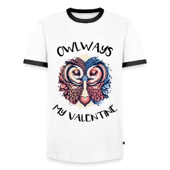 Hiboux mon hibou de la Saint-Valentin - T-shirt contrasté Homme - blanc/noir - Devant - AI Model Female 172 light (172cm) & AI Model Male 178 dark (178cm)