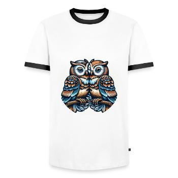 Hiboux mon hibou de la Saint-Valentin - T-shirt contrasté Homme - blanc/noir - Devant - AI Model Female 172 light (172cm) & AI Model Male 178 dark (178cm)