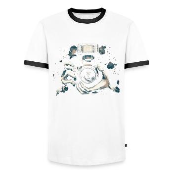 Photographer Photography Photographer - Men's Ringer Shirt - white/black - Front - AI Model Female 172 light (172cm) & AI Model Male 178 dark (178cm)