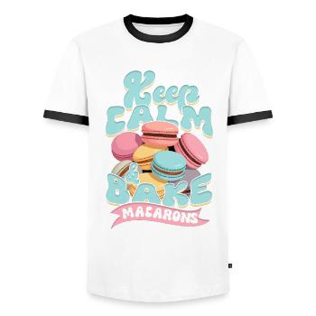 Macaron Patissier Keep Calm & Bake Macarons - Männer Kontrast-T-Shirt - Weiß/Schwarz - Vorne - AI Model Female 172 light (172cm) & AI Model Male 178 dark (178cm)