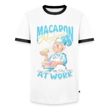Macaron Magican At Work Macaron Baker Patissier - Men's Ringer Shirt - white/black - Front - AI Model Female 172 light (172cm) & AI Model Male 178 dark (178cm)