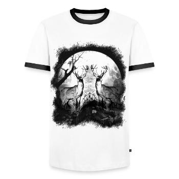 Hirsch Hirsche Schweden Finnland Norwegen Natur - Männer Kontrast-T-Shirt - Weiß/Schwarz - Vorne - AI Model Female 172 light (172cm) & AI Model Male 178 dark (178cm)