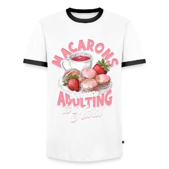 Macarons Because Adulting Is Hard Patissier - Men's Ringer Shirt - white/black - Front - AI Model Female 172 light (172cm) & AI Model Male 178 dark (178cm)