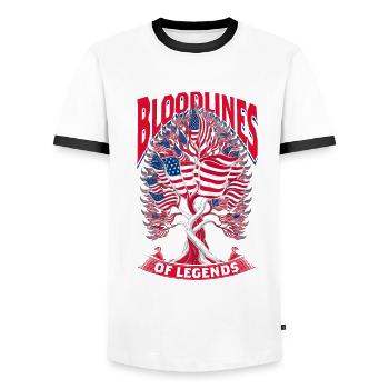 Généalogie Généalogie Américain États-Unis - T-shirt contrasté Homme - blanc/noir - Devant - AI Model Female 172 light (172cm) & AI Model Male 178 dark (178cm)