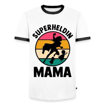 Maman Super-héroïne Maman - T-shirt contrasté Homme - blanc/noir - Devant - AI Model Female 172 light (172cm) & AI Model Male 178 dark (178cm)