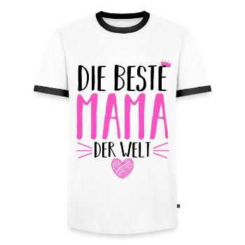 Best mom in the world - Men's Ringer Shirt - white/black - Front - AI Model Female 172 light (172cm) & AI Model Male 178 dark (178cm)