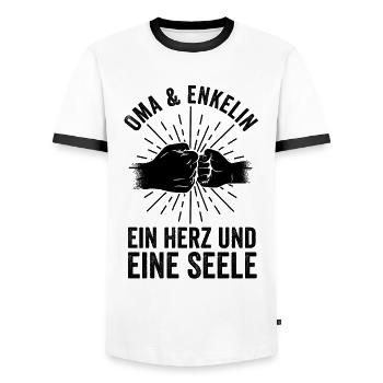 Grandmother Granddaughter Grandma - Men's Ringer Shirt - white/black - Front - AI Model Female 172 light (172cm) & AI Model Male 178 dark (178cm)