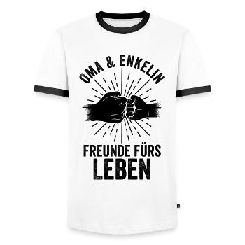 Grandmother Granddaughter Grandma - Men's Ringer Shirt - white/black - Front - AI Model Female 172 light (172cm) & AI Model Male 178 dark (178cm)