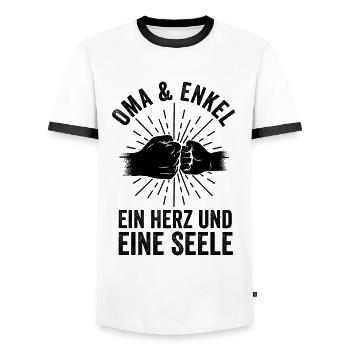 Grandmother Grandson Grandma - Men's Ringer Shirt - white/black - Front - AI Model Female 172 light (172cm) & AI Model Male 178 dark (178cm)