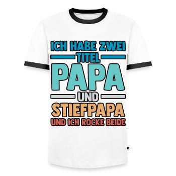 Ich Habe Zwei Titel Papa Und Stiefpapa - Männer Kontrast-T-Shirt - Weiß/Schwarz - Vorne - AI Model Female 172 light (172cm) & AI Model Male 178 dark (178cm)