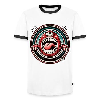 Verrücktes Lustiges Monster Cyclops - Männer Kontrast-T-Shirt - Weiß/Schwarz - Vorne - AI Model Female 172 light (172cm) & AI Model Male 178 dark (178cm)
