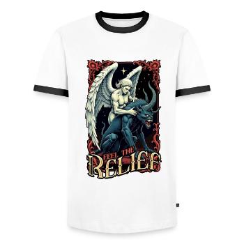Chiropraktiker Physiotherapeut Feel The Relief - Männer Kontrast-T-Shirt - Weiß/Schwarz - Vorne - AI Model Female 172 light (172cm) & AI Model Male 178 dark (178cm)