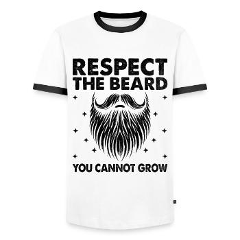 Respectez la barbe, vous ne pouvez pas faire pousser les poils du visage - T-shirt contrasté Homme - blanc/noir - Devant - AI Model Female 172 light (172cm) & AI Model Male 178 dark (178cm)