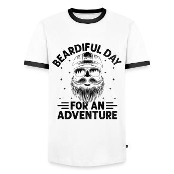 Beardiful Dad For An Adventure Beard Facial Hair - Men's Ringer Shirt - white/black - Front - AI Model Female 172 light (172cm) & AI Model Male 178 dark (178cm)