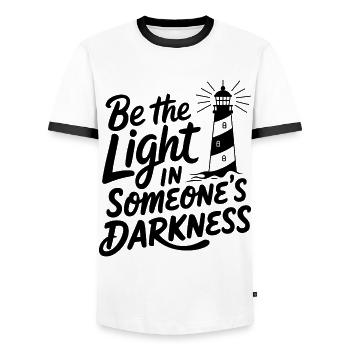 Lighthouse Motivational Saying - Positive Thinking - Men's Ringer Shirt - white/black - Front - AI Model Female 172 light (172cm) & AI Model Male 178 dark (178cm)