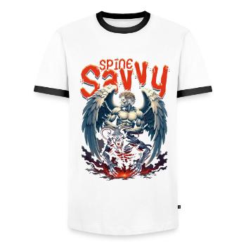 Chiropractor Physiotherapist Spine Savvy - Men's Ringer Shirt - white/black - Front - AI Model Female 172 light (172cm) & AI Model Male 178 dark (178cm)