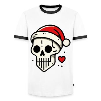 Christmas Skull Skull - Men's Ringer Shirt - white/black - Front - AI Model Female 172 light (172cm) & AI Model Male 178 dark (178cm)