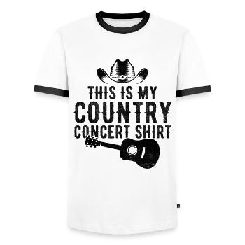 This Is My Country Concert Music Song Lover - Men's Ringer Shirt - white/black - Front - AI Model Female 172 light (172cm) & AI Model Male 178 dark (178cm)