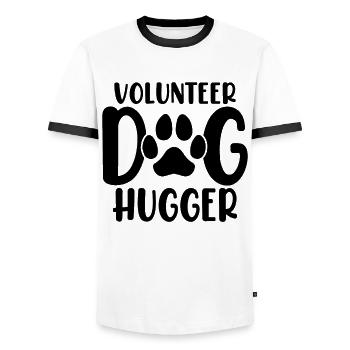 Freiwilliger Hund Hugger Welpe Rettung Lustiger Hund - Männer Kontrast-T-Shirt - Weiß/Schwarz - Vorne - AI Model Female 172 light (172cm) & AI Model Male 178 dark (178cm)