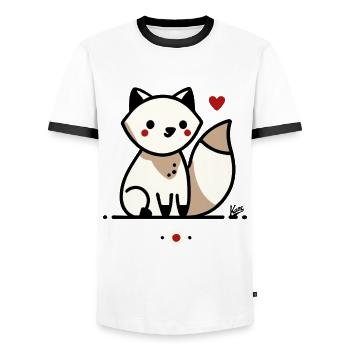 Cute fox with love and heart - Men's Ringer Shirt - white/black - Front - AI Model Female 172 light (172cm) & AI Model Male 178 dark (178cm)